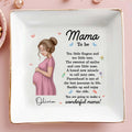 Mama To Be Ten Little Fingers Pregnant Woman With Baby Items - Personalized Custom Jewelry Dish, Square Ceramic Dish - MOM324_SCRD