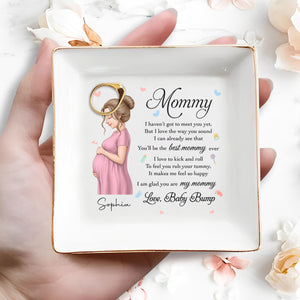 Mommy I Haven’t Got To Meet You Yet Pregnant Woman Art - Personalized Custom Jewelry Dish, Square Ceramic Dish - MOM328_SCRD
