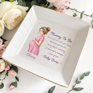 Mummy To Be Very Best Mommy Pregnant Woman And Baby Icons - Personalized Custom Jewelry Dish, Square Ceramic Dish - MOM329_SCRD