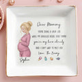 Dear Mommy You're My Hero Already With Pregnant Woman And Baby Icons - Personalized Custom Jewelry Dish, Square Ceramic Dish - MOM337_SCRD