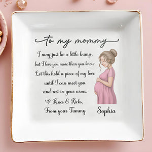 To My Mommy I May Just Be A Little Bump Pregnant Woman - Personalized Custom Jewelry Dish, Square Ceramic Dish - MOM355_SCRD