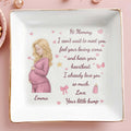 Hi Mommy I Can't Wait To Meet You Pregnant Woman With Hearts - Personalized Custom Jewelry Dish, Square Ceramic Dish - MOM362_SCRD