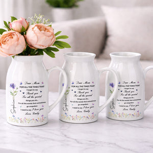 Dear Mom For All The Times Birth Month Flower And Butterflies - Personalized Ceramic Flower Vase