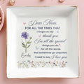 Dear Mom For All The Times Thank You Flowers And Butterflies - Personalized Custom Jewelry Dish, Square Ceramic Dish - MOM368_SCRD