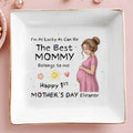 The Best Mommy Belongs To Me Pregnant Woman Mother's Day - Personalized Custom Jewelry Dish, Square Ceramic Dish - MOM374_SCRD