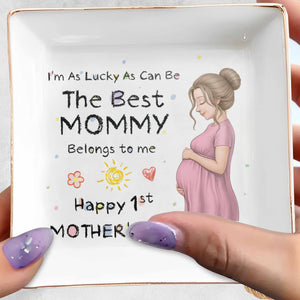 The Best Mommy Belongs To Me Pregnant Woman Mother's Day - Personalized Custom Jewelry Dish, Square Ceramic Dish - MOM374_SCRD