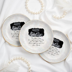 This Mother's Day I'm Snuggled Up Ultrasound Sonogram Photo - Personalized Custom Jewelry Dish, Ceramic Dish, Round Shape - MOM375_RCRF