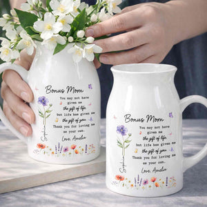 Bonus Mom The Gift Of You Personalized Birth Month Flowers - Personalized Ceramic Flower Vase
