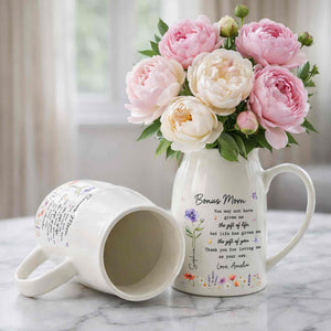 Bonus Mom The Gift Of You Personalized Birth Month Flowers - Personalized Ceramic Flower Vase