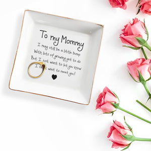 To My Mommy I May Still Be A Little Bump Heart Ceramic - Personalized Custom Jewelry Dish, Square Ceramic Dish - MOM404_SCRD