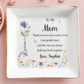 To My Mom Thank You For Your Endless Love Birth Month Flower - Personalized Custom Jewelry Dish, Square Ceramic Dish - MOM411_SCRD