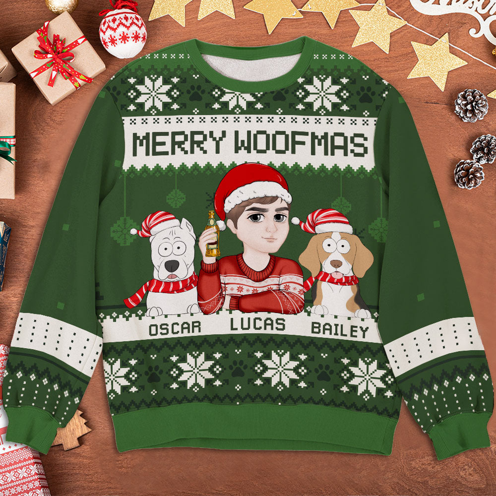 Merry Funny Woofmas - Personalized All-Over-Print Sweatshirt