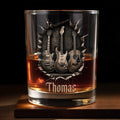Rock On With Your Favorite Guitars Featuring Three 3D Guitars - Personalized Custom Whiskey Glass - MUSIC097_RWG