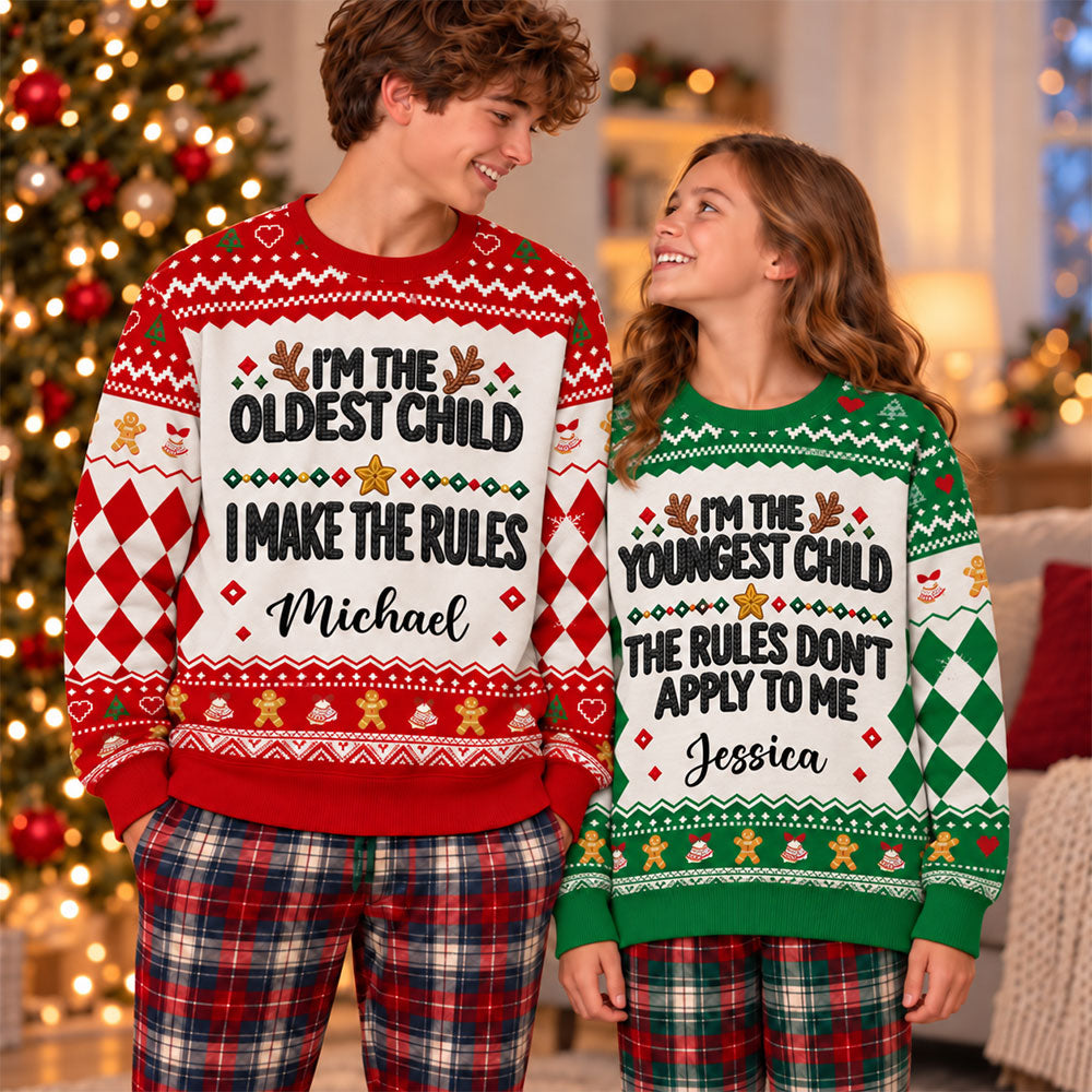 Family Rules personalized all-over-print sweatshirt