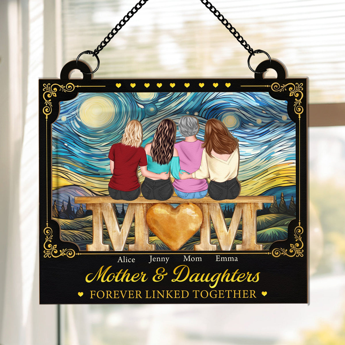 Mother And Daughters Mother's Day Gift For Mom - Personalized Window Hanging Suncatcher