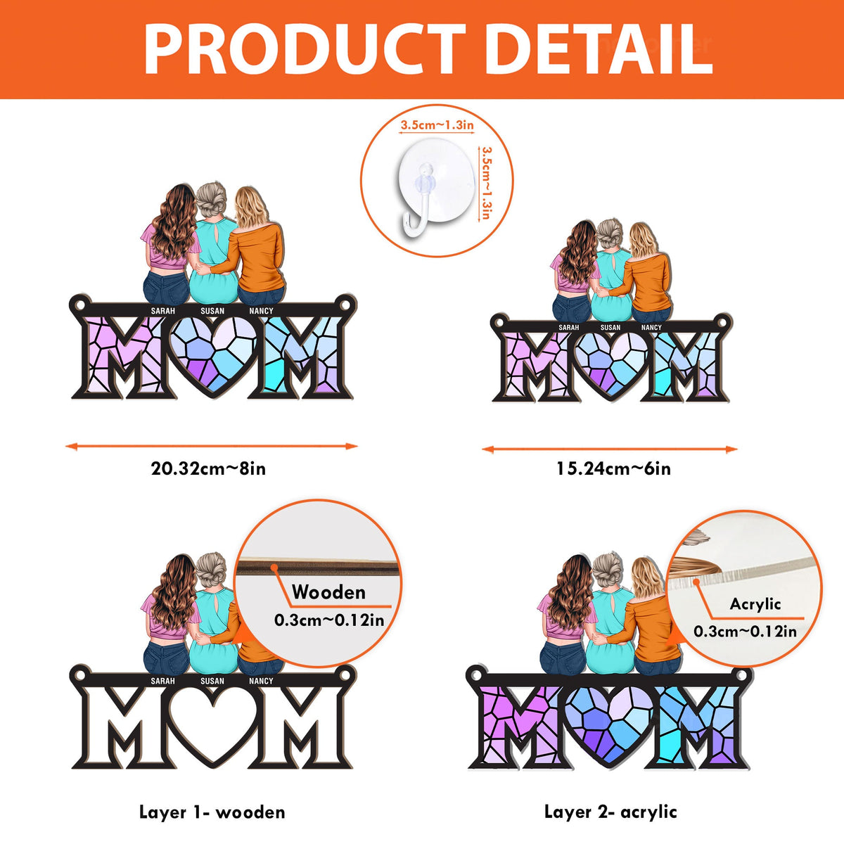Gift For Mom - Personalized Window Hanging Suncatcher Ornament - Product Detail