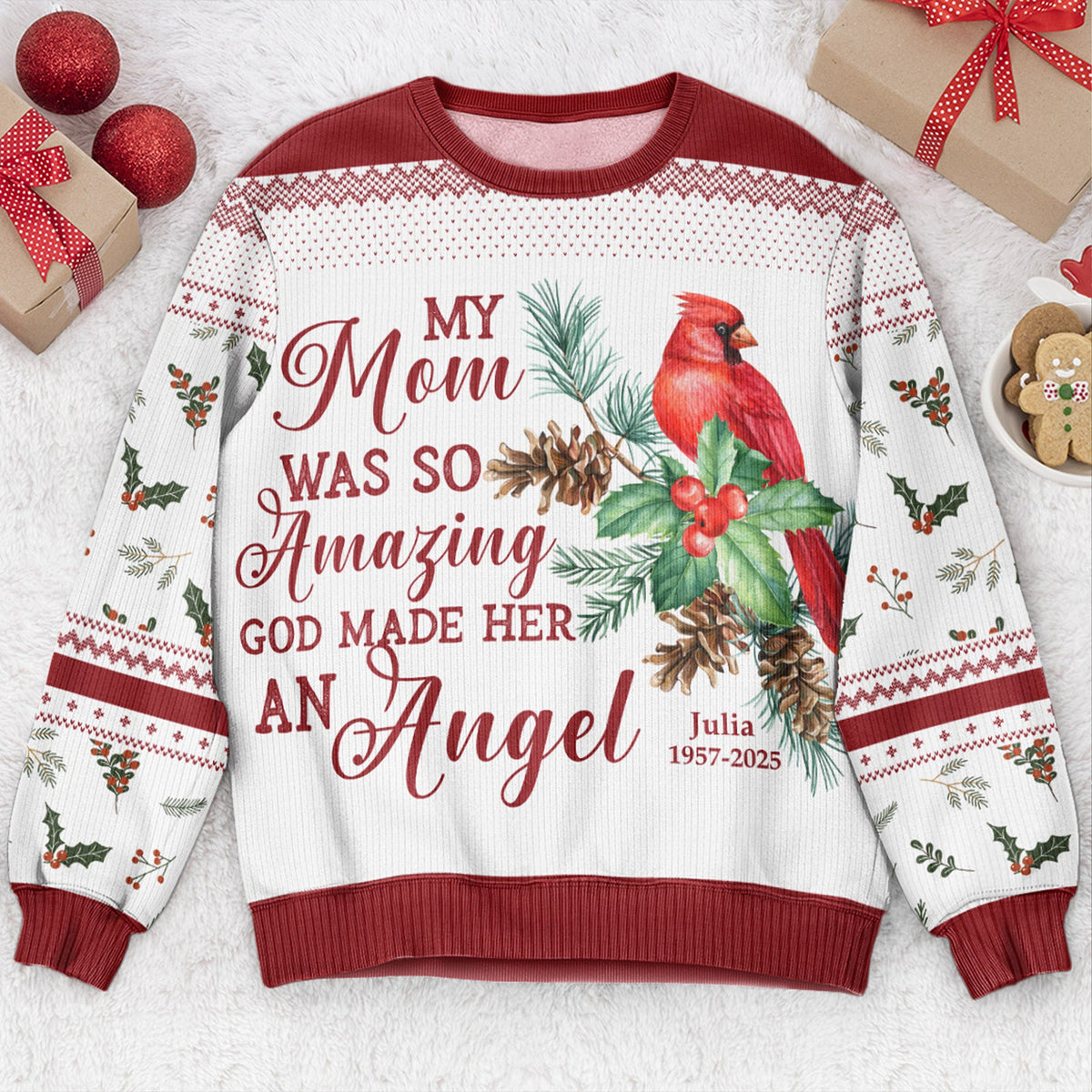 My Angels Memorial Cardinal Personalized Ugly Sweater