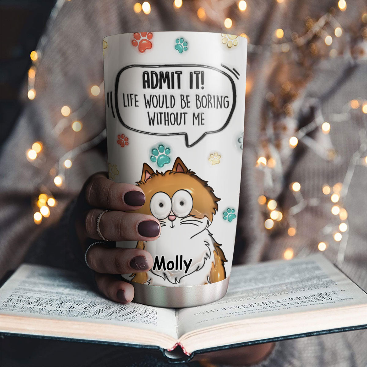 Admit It Cute Cat personalized tumbler - lifestyle