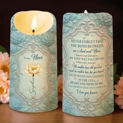 Bond Between Aunt And Niece, Beautiful Floral Design - Personalized Custom LED Candle - NCE006_LECA