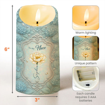 Bond Between Aunt And Niece, Beautiful Floral Design - Personalized Custom LED Candle - NCE006_LECA