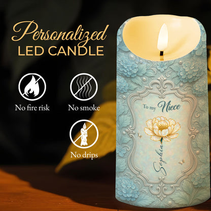 Bond Between Aunt And Niece, Beautiful Floral Design - Personalized Custom LED Candle - NCE006_LECA