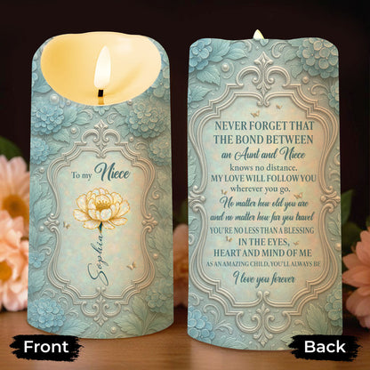 Bond Between Aunt And Niece, Beautiful Floral Design - Personalized Custom LED Candle - NCE006_LECA