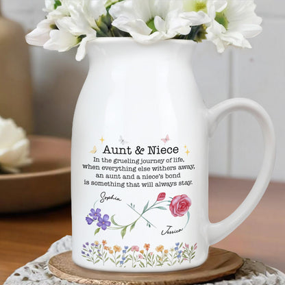 Aunt And Niece's Bond, Flowers and Butterfly - Personalized Ceramic Flower Vase