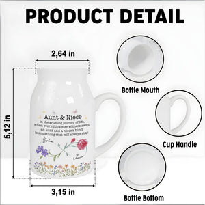 Aunt And Niece's Bond, Flowers and Butterfly - Personalized Ceramic Flower Vase