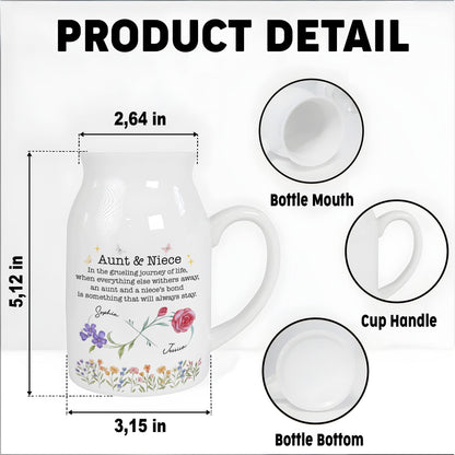 Aunt And Niece's Bond, Flowers and Butterfly - Personalized Ceramic Flower Vase
