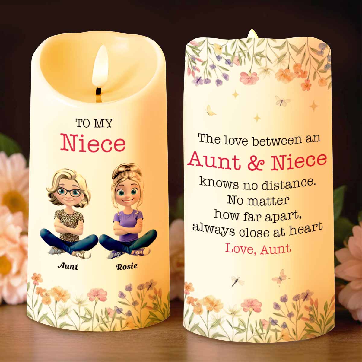 Love Between Aunt & Niece, Always Close At Heart - Personalized Custom LED Candle - NCE012_LECA