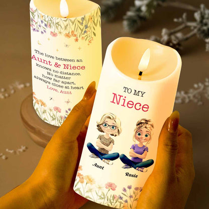 Love Between Aunt & Niece, Always Close At Heart - Personalized Custom LED Candle - NCE012_LECA