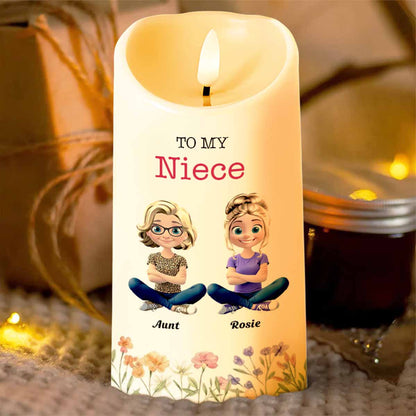 Love Between Aunt & Niece, Always Close At Heart - Personalized Custom LED Candle - NCE012_LECA