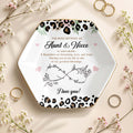 The Bond Between An Aunt And Niece Leopard Print And Flowers - Personalized Custom Jewelry Dish, Ceramic Dish, Hexagonal Shape - NCE014_HECRD