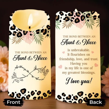 The Bond Between An Aunt & Niece, Flowers And Leopard Print - Personalized Custom LED Candle - NCE014_LECA