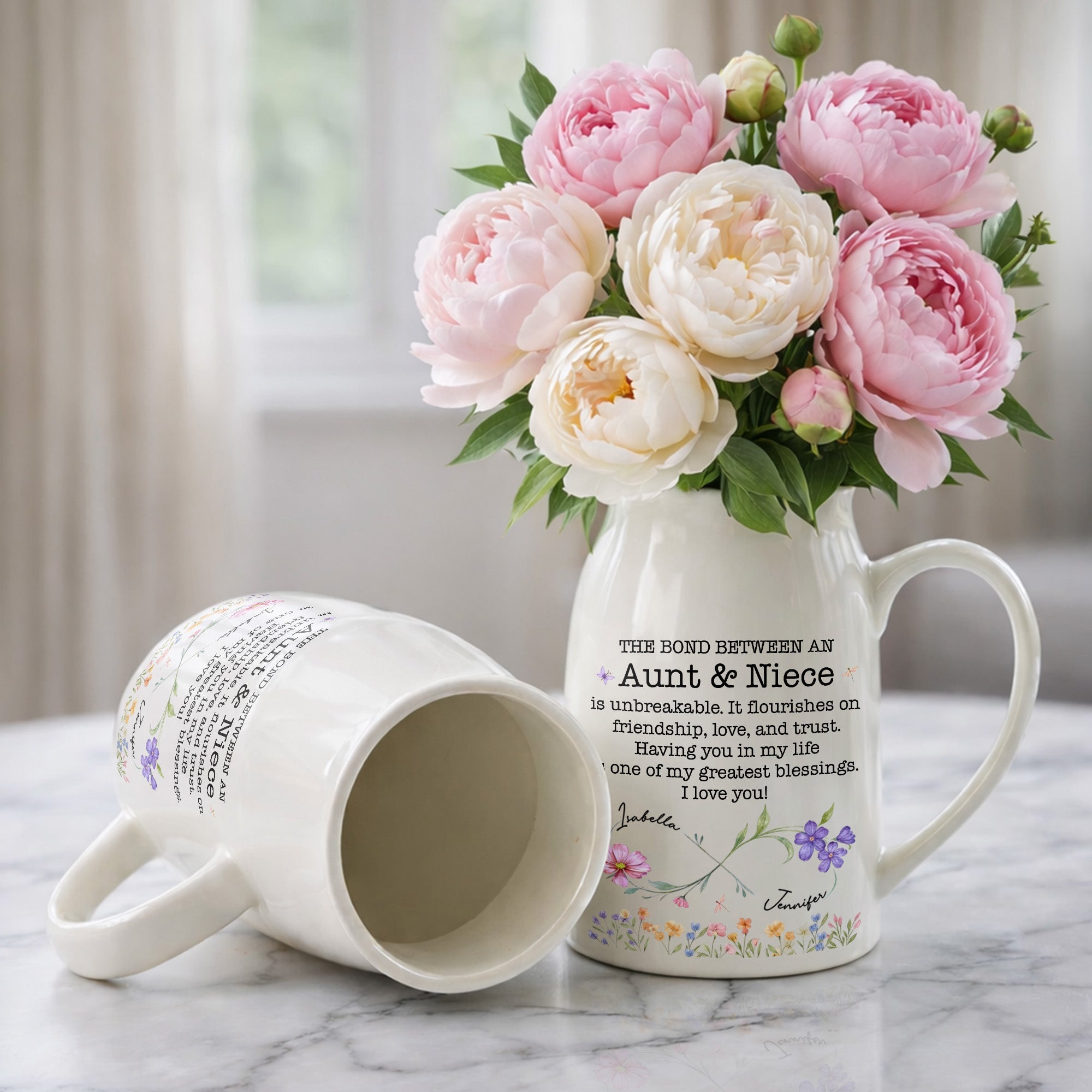 The Bond Between An Aunt & Niece, Flowers Design - Personalized Ceramic Flower Vase