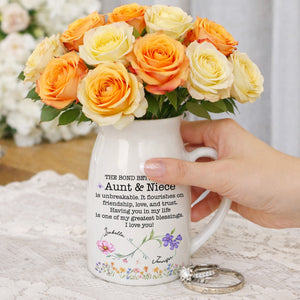 The Bond Between An Aunt & Niece, Flowers Design - Personalized Ceramic Flower Vase