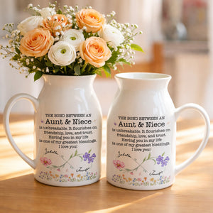 The Bond Between An Aunt & Niece, Flowers Design - Personalized Ceramic Flower Vase
