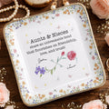 Aunts & Nieces Share An Unbreakable Bond, Flowers And Butterflies - Personalized Custom Jewelry Dish, Ceramic Dish, Square Shape - NCE023_SCRF