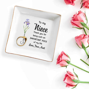 To My Niece, Thank You For Being An Important Piece - Personalized Custom Jewelry Dish, Square Ceramic Dish - NCE029_SCRD