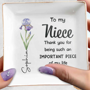 To My Niece, Thank You For Being An Important Piece - Personalized Custom Jewelry Dish, Square Ceramic Dish - NCE029_SCRD