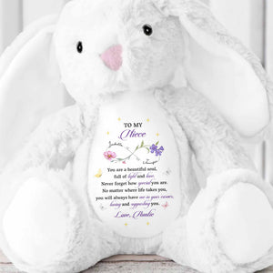 To My Niece, You Are A Beautiful Soul, Full Of Light - Personalized Stuffed Bunny - NCE035_BUN