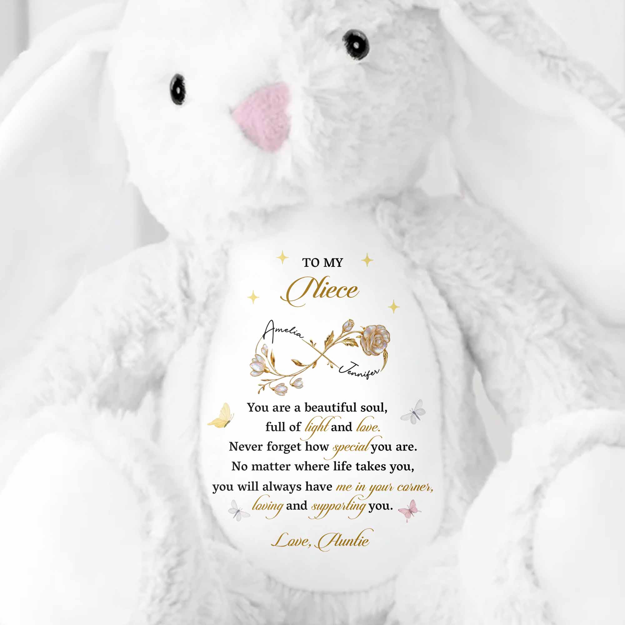 To My Niece, You Are A Beautiful Soul - Personalized Stuffed Bunny - NCE036_BUN