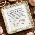 The Bond Between An Aunt & Niece, Flowers - Personalized Custom Jewelry Dish, Ceramic Dish, Square Shape - NCE039_SCRF