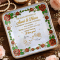 The Bond Between An Aunt And Niece Red Roses Stained Glass Effect - Personalized Custom Jewelry Dish, Ceramic Dish, Square Shape - NCE047_SCRF