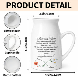 Aunt And Niece Share An Unbreakable Bond Custom Birth Month Flowers - Personalized Ceramic Flower Vase