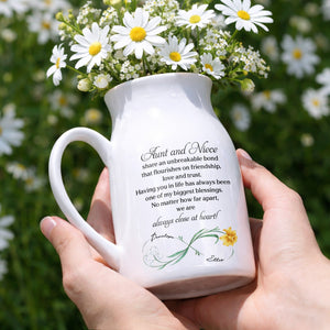 Aunt And Niece Share An Unbreakable Bond Custom Birth Month Flowers - Personalized Ceramic Flower Vase
