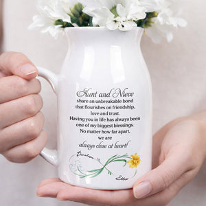 Aunt And Niece Share An Unbreakable Bond Custom Birth Month Flowers - Personalized Ceramic Flower Vase