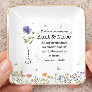 The Love Between An Aunt And Niece With Watercolor Flowers - Personalized Custom Jewelry Dish, Ceramic Dish, Square Shape - NCE091_SCRF