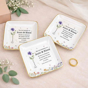 The Love Between An Aunt And Niece With Watercolor Flowers - Personalized Custom Jewelry Dish, Ceramic Dish, Square Shape - NCE091_SCRF