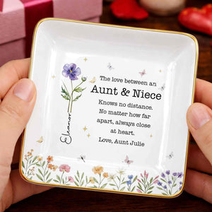 The Love Between An Aunt And Niece With Watercolor Flowers - Personalized Custom Jewelry Dish, Ceramic Dish, Square Shape - NCE091_SCRF